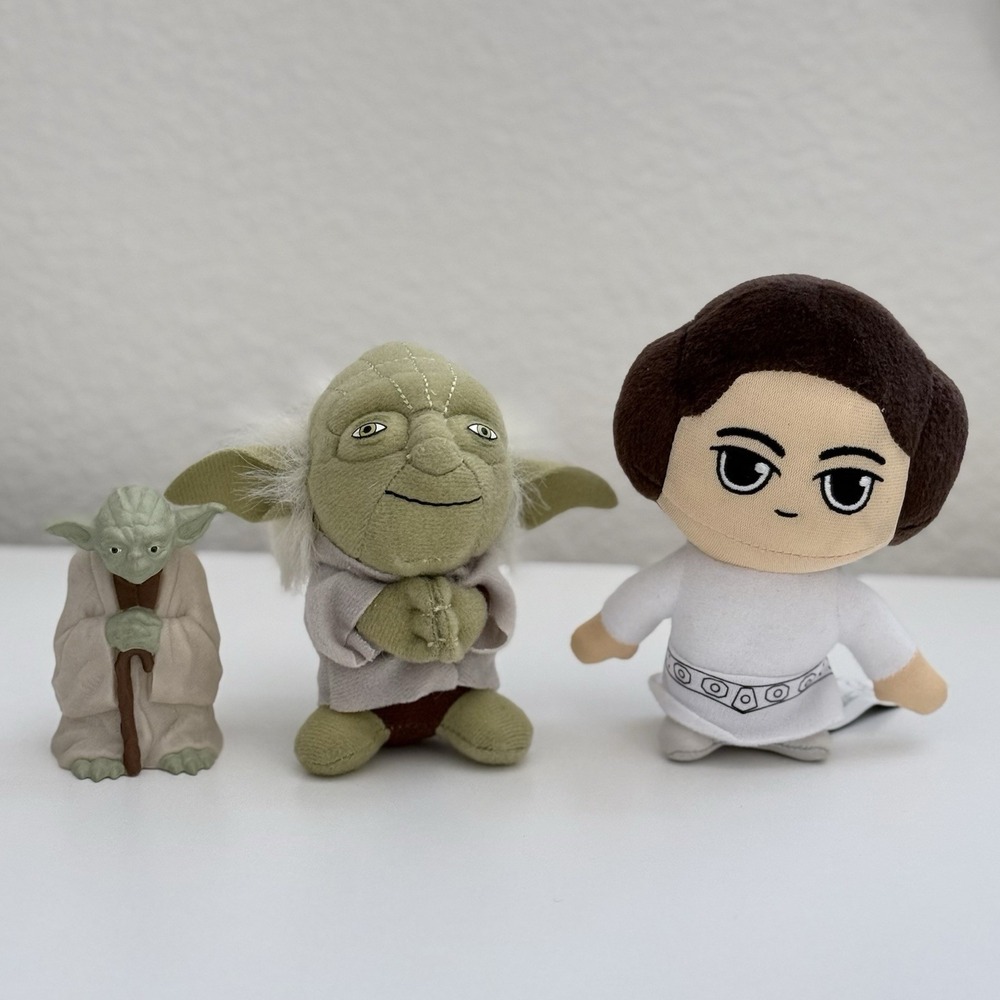 Star Wars Lucasfilm Lot of 3 Leia 7" Yoda 4.5" Plush 3" Figure 1996 Applause
